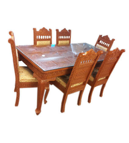 BARMER CARVED DINING SET 7 PIECES